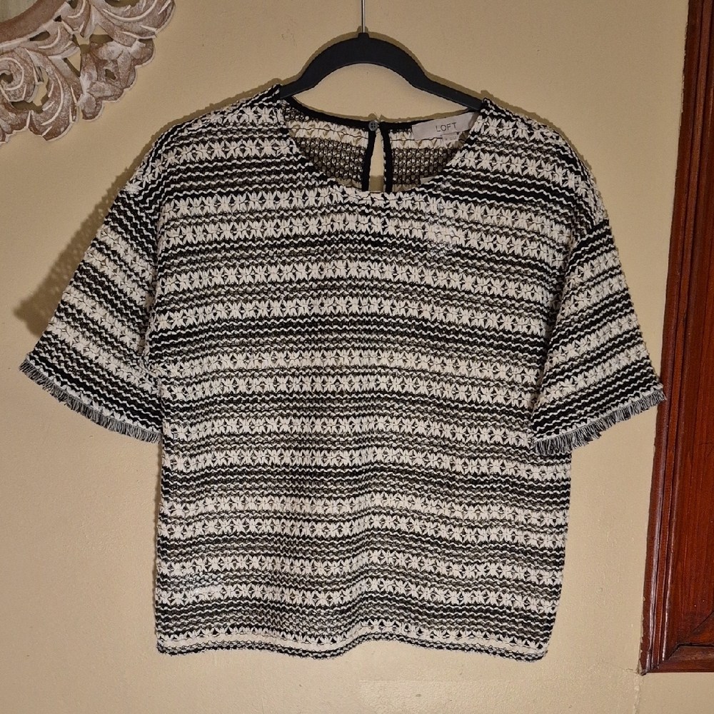 LOFT Monochrome Striped Blouse